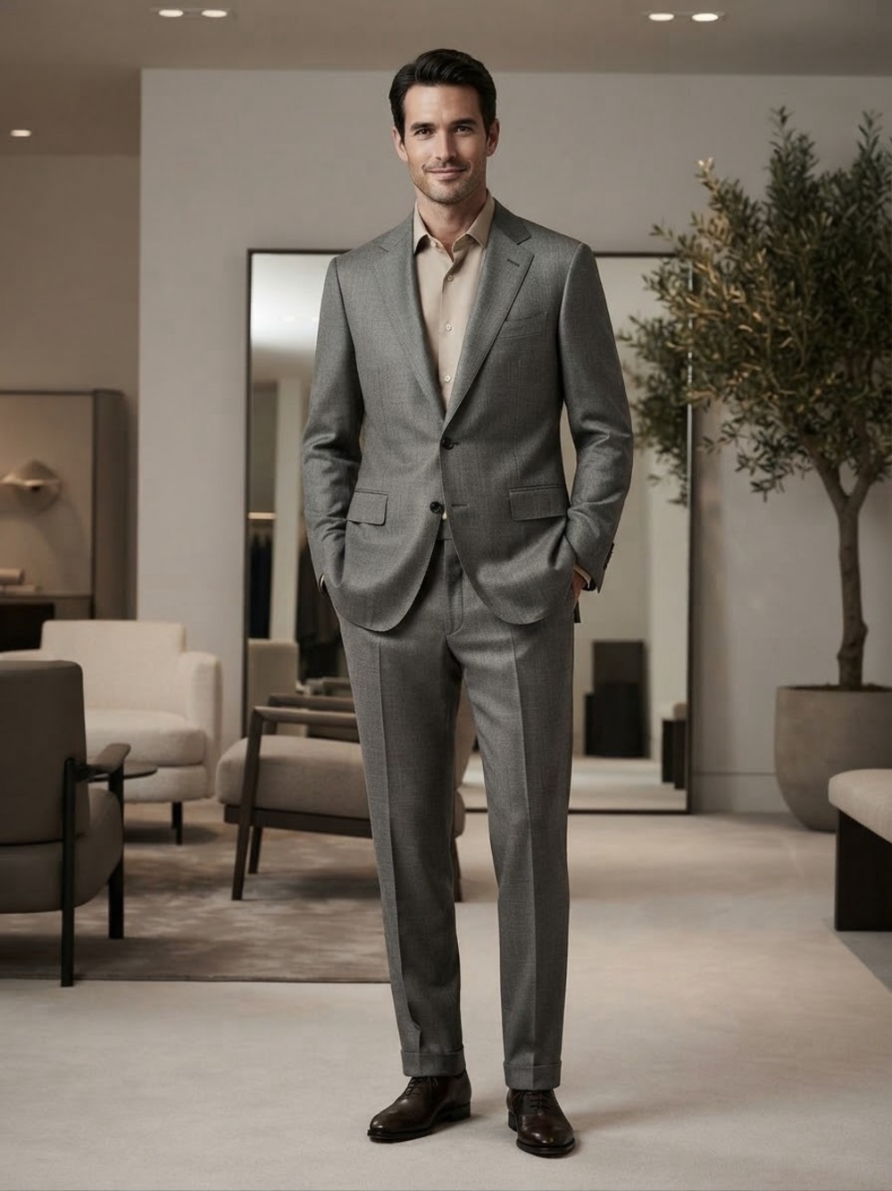 Hugo Boss Charcoal Gray Two-Piece Tailored Suit